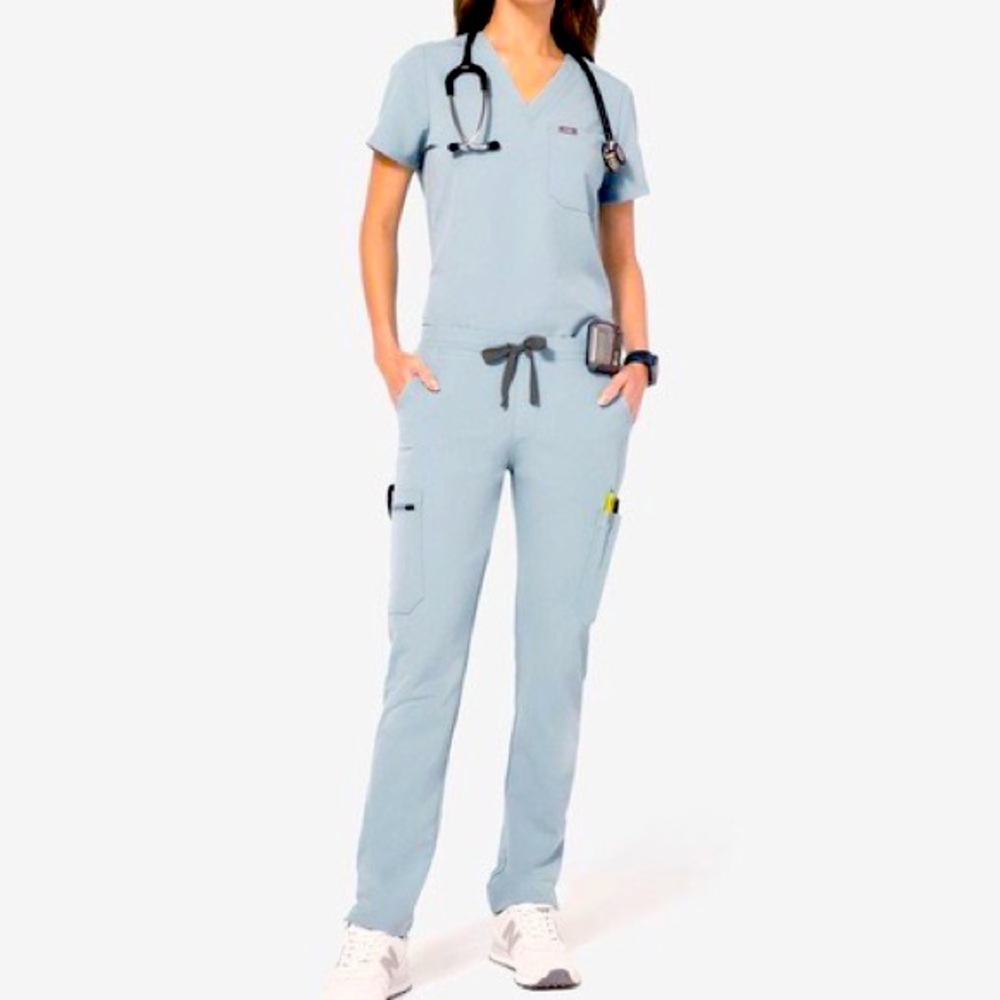Figs Dusty Blue Straight Leg Scrub Set